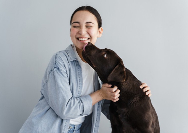 Happy dog and owner