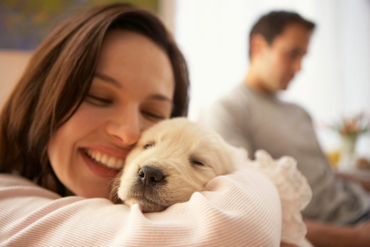 Young owner and puppy