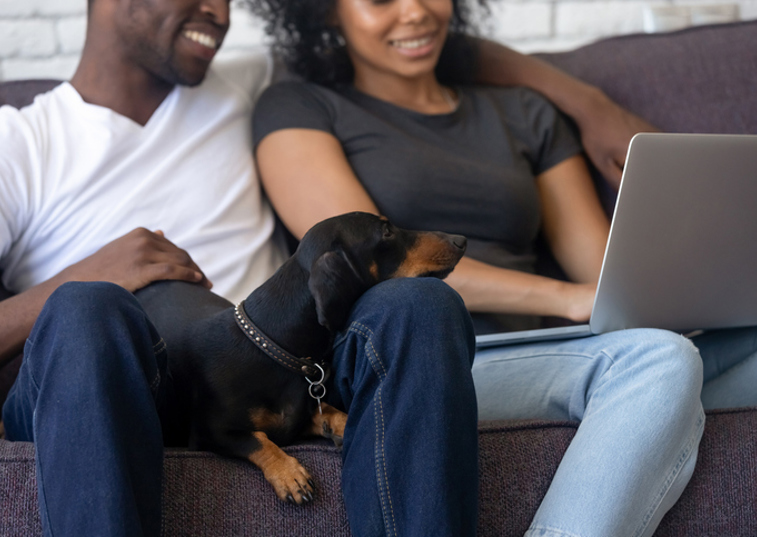 Couple with their dog